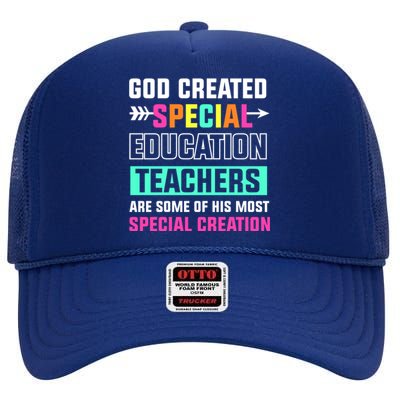 God Created Special Education Teachers Cool Gift High Crown Mesh Back Trucker Hat