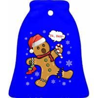 Gingerbread Cookie Santa Hat Oh Snap Funny Christmas Gift Ceramic Bell Ornament