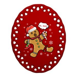 Gingerbread Cookie Santa Hat Oh Snap Funny Christmas Gift Ceramic Oval Ornament