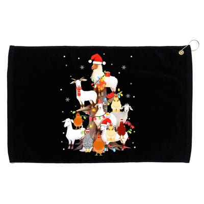 Goat Chicken Santa Hat Reindeer Christmas Lights Farm Animal Gift Grommeted Golf Towel