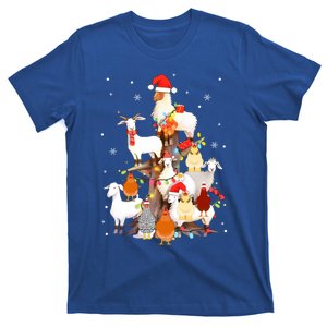 Goat Chicken Santa Hat Reindeer Christmas Lights Farm Animal Gift T-Shirt