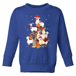 Goat Chicken Santa Hat Reindeer Christmas Lights Farm Animal Gift Toddler Sweatshirt