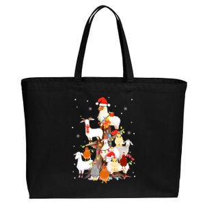 Goat Chicken Santa Hat Reindeer Christmas Lights Farm Animal Gift Cotton Canvas Jumbo Tote