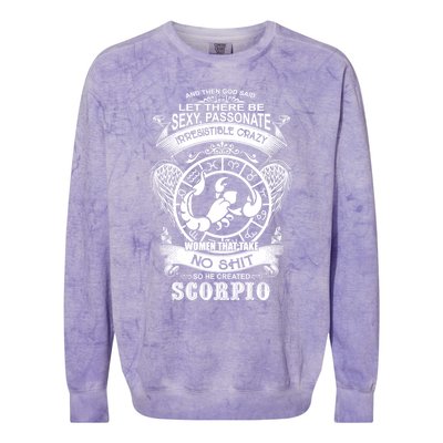 God Created Scorpio Funny Zodiac Sign Birthday Great Gift Colorblast Crewneck Sweatshirt