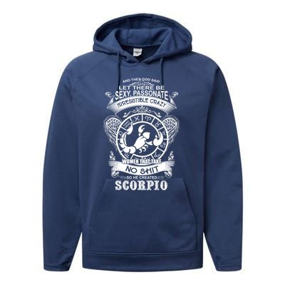 God Created Scorpio Funny Zodiac Sign Birthday Great Gift Performance Fleece Hoodie