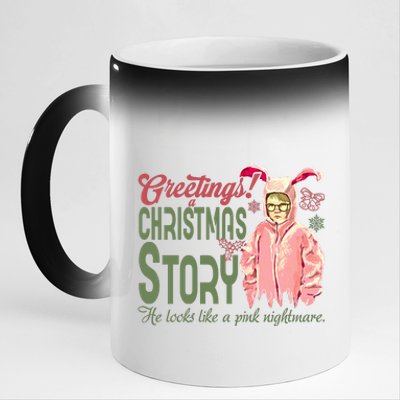 Greetings Christmas Story He Looks Like A Nightmare Bunny 11oz Black Color Changing Mug