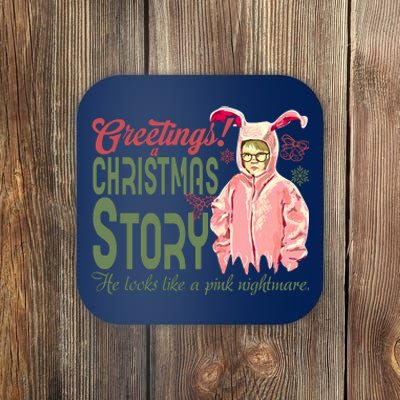 Greetings Christmas Story He Looks Like A Nightmare Bunny Coaster