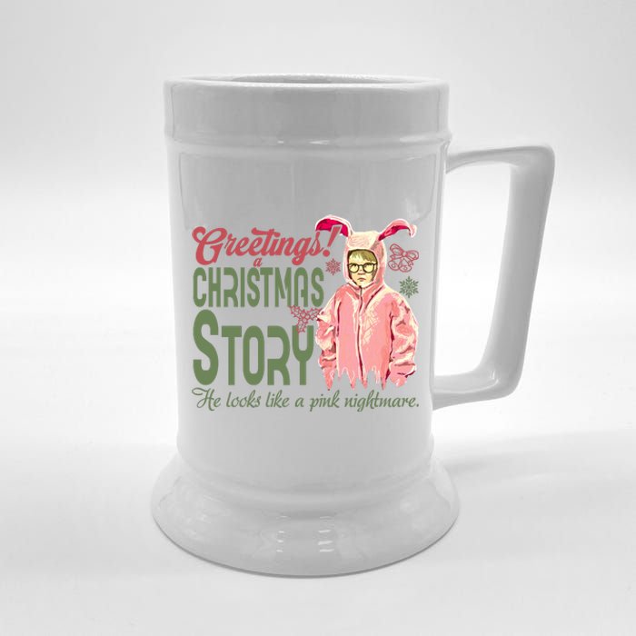 Greetings Christmas Story He Looks Like A Nightmare Bunny Beer Stein