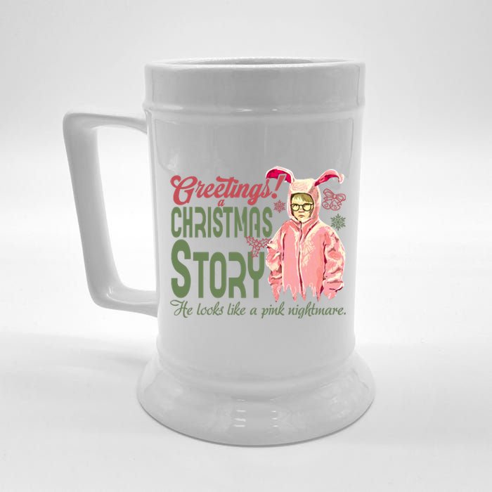 Greetings Christmas Story He Looks Like A Nightmare Bunny Beer Stein