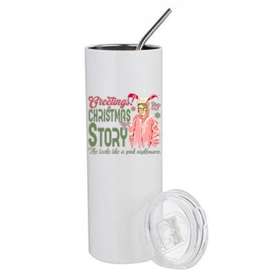 Greetings Christmas Story He Looks Like A Nightmare Bunny Stainless Steel Tumbler