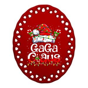 Gaga Claus Santa Hat Christmas Pajama Family Matching Xmas Ceramic Oval Ornament