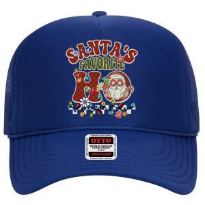 Groovy Christmas Santa's Favorite Ho Retro Xmas Pajama Fun Gift High Crown Mesh Back Trucker Hat