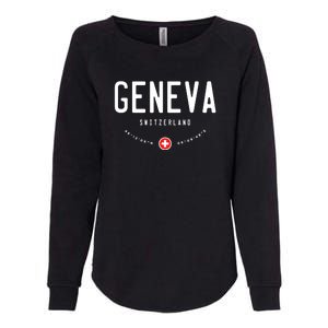 Geneva Coordinates Switzerland Flag Womens California Wash Sweatshirt