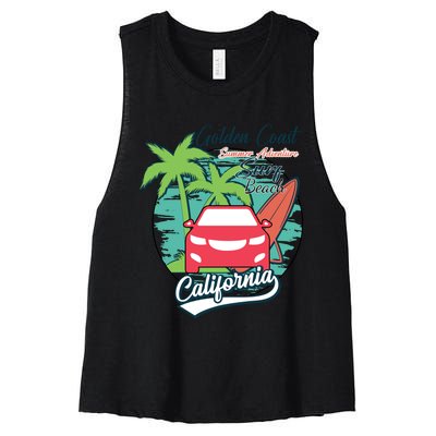 Golden Coast Summer Adventure Women's Racerback Cropped Tank