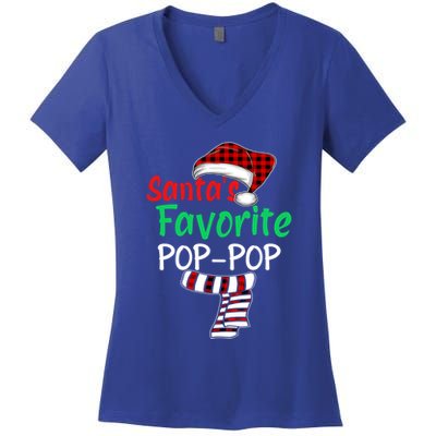 Grandpa Christmas Santa Hagift SantaS Favorite Poppop Gift Women's V-Neck T-Shirt