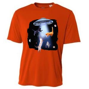 Galaxy Cat Space Kitty Planets Galaxy Cooling Performance Crew T-Shirt