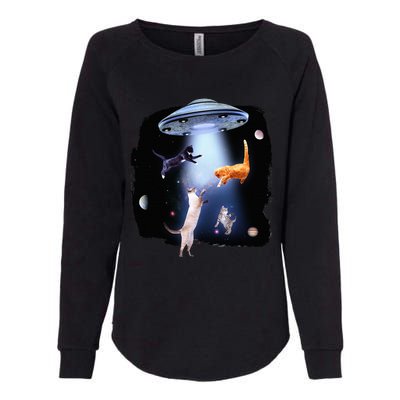 Galaxy Cat Space Kitty Planets Galaxy Womens California Wash Sweatshirt