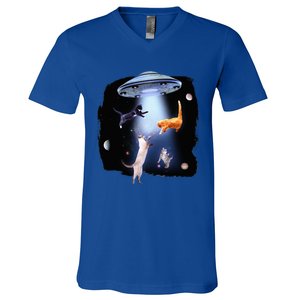 Galaxy Cat Space Kitty Planets Galaxy V-Neck T-Shirt