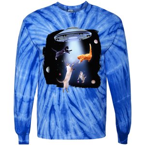 Galaxy Cat Space Kitty Planets Galaxy Tie-Dye Long Sleeve Shirt