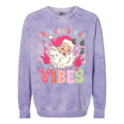 Groovy Cute Santa Claus Bruh Christmas Vibes Xmas Gift Colorblast Crewneck Sweatshirt