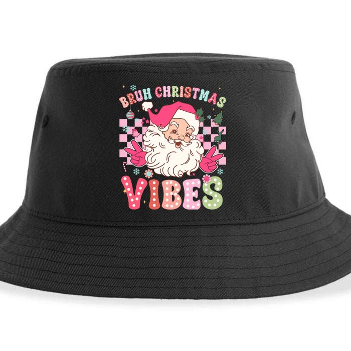 Groovy Cute Santa Claus Bruh Christmas Vibes Xmas Gift Sustainable Bucket Hat