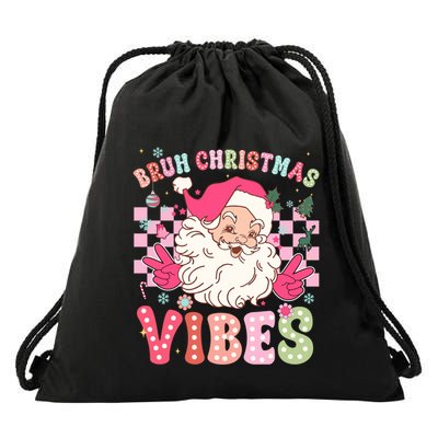 Groovy Cute Santa Claus Bruh Christmas Vibes Xmas Gift Drawstring Bag