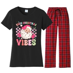 Groovy Cute Santa Claus Bruh Christmas Vibes Xmas Gift Women's Flannel Pajama Set