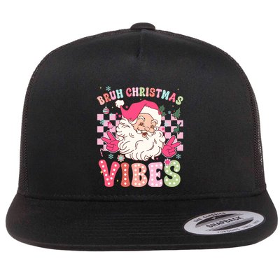 Groovy Cute Santa Claus Bruh Christmas Vibes Xmas Gift Flatbill Hat
