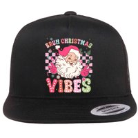 Groovy Cute Santa Claus Bruh Christmas Vibes Xmas Gift Flat Bill Trucker Hat