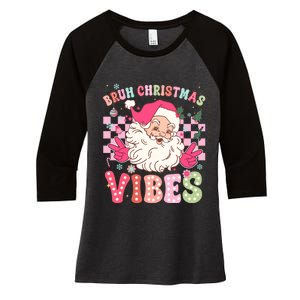 Groovy Cute Santa Claus Bruh Christmas Vibes Xmas Gift Women's Tri-Blend 3/4-Sleeve Raglan Shirt