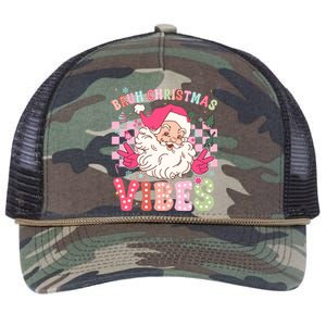 Groovy Cute Santa Claus Bruh Christmas Vibes Xmas Gift Retro Rope Trucker Hat Cap