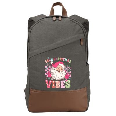 Groovy Cute Santa Claus Bruh Christmas Vibes Xmas Gift Cotton Canvas Backpack