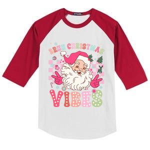 Groovy Cute Santa Claus Bruh Christmas Vibes Xmas Gift Kids Colorblock Raglan Jersey