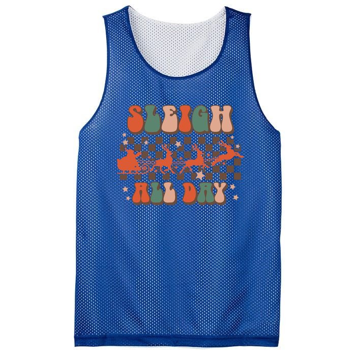 Groovy Christmas Sleigh All Day Reindeer Cute Gift Mesh Reversible Basketball Jersey Tank