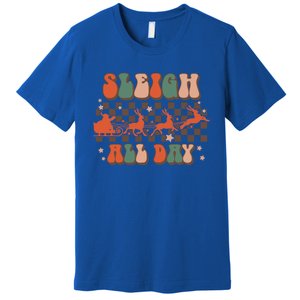 Groovy Christmas Sleigh All Day Reindeer Cute Gift Premium T-Shirt