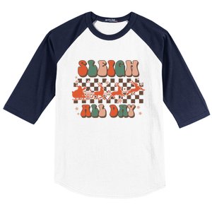 Groovy Christmas Sleigh All Day Reindeer Cute Gift Baseball Sleeve Shirt