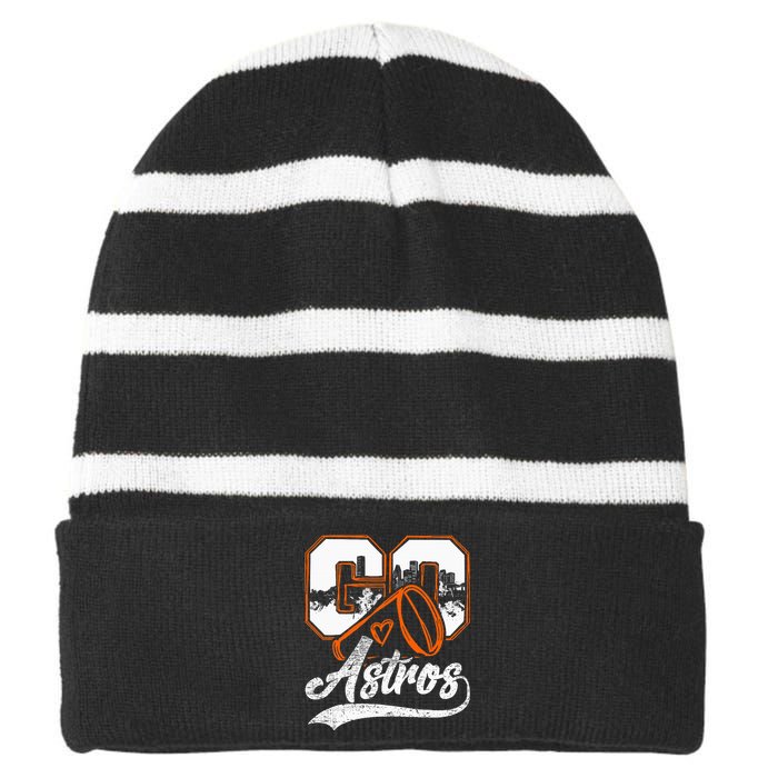 Go Cheer Sports Fan Pride Striped Beanie with Solid Band