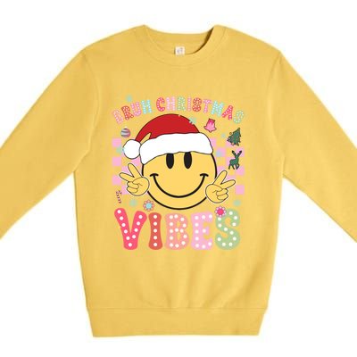 Groovy Cute Santa Claus Bruh Christmas Vibes Xmas Gift Premium Crewneck Sweatshirt