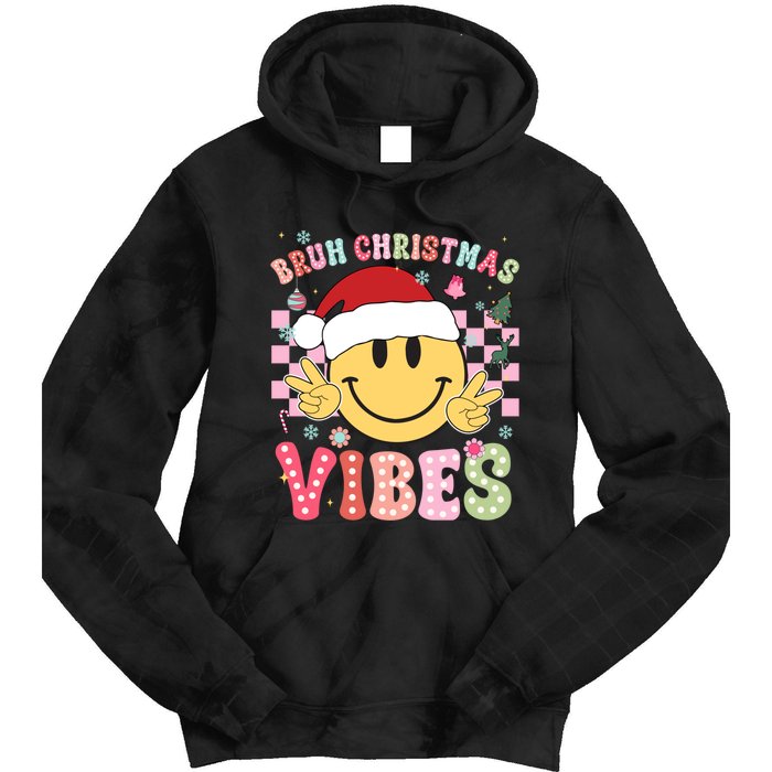 Groovy Cute Santa Claus Bruh Christmas Vibes Xmas Gift Tie Dye Hoodie