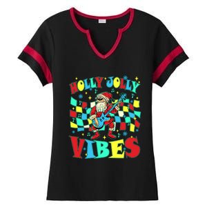 Groovy Cute Santa Claus Christmas Vibes Gift Ladies Halftime Notch Neck Tee