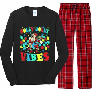 Groovy Cute Santa Claus Christmas Vibes Gift Long Sleeve Pajama Set