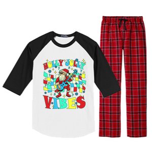 Groovy Cute Santa Claus Christmas Vibes Gift Raglan Sleeve Pajama Set