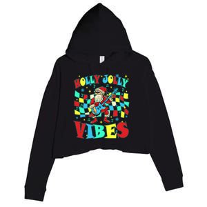 Groovy Cute Santa Claus Christmas Vibes Gift Crop Fleece Hoodie