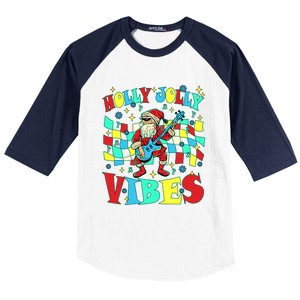 Groovy Cute Santa Claus Christmas Vibes Gift Baseball Sleeve Shirt