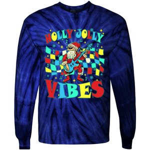 Groovy Cute Santa Claus Christmas Vibes Gift Tie-Dye Long Sleeve Shirt