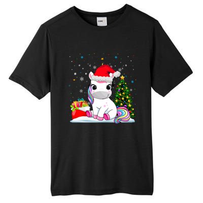 Girls Cute Santa Unicorn Christmas Unicorn Xmas Gift Tall Fusion ChromaSoft Performance T-Shirt