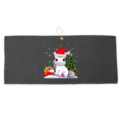 Girls Cute Santa Unicorn Christmas Unicorn Xmas Gift Large Microfiber Waffle Golf Towel