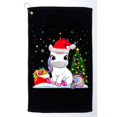 Girls Cute Santa Unicorn Christmas Unicorn Xmas Gift Platinum Collection Golf Towel