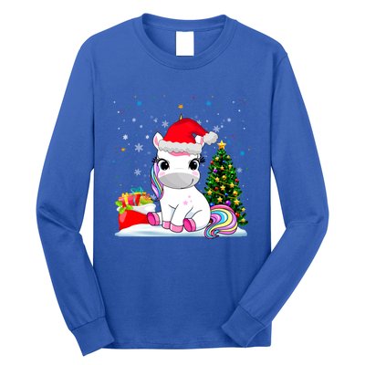 Girls Cute Santa Unicorn Christmas Unicorn Xmas Gift Long Sleeve Shirt