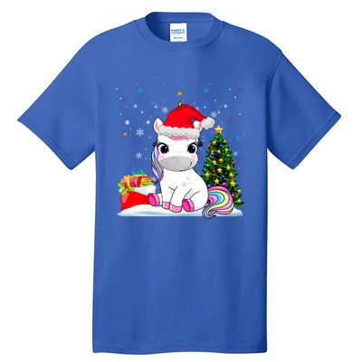 Girls Cute Santa Unicorn Christmas Unicorn Xmas Gift Tall T-Shirt